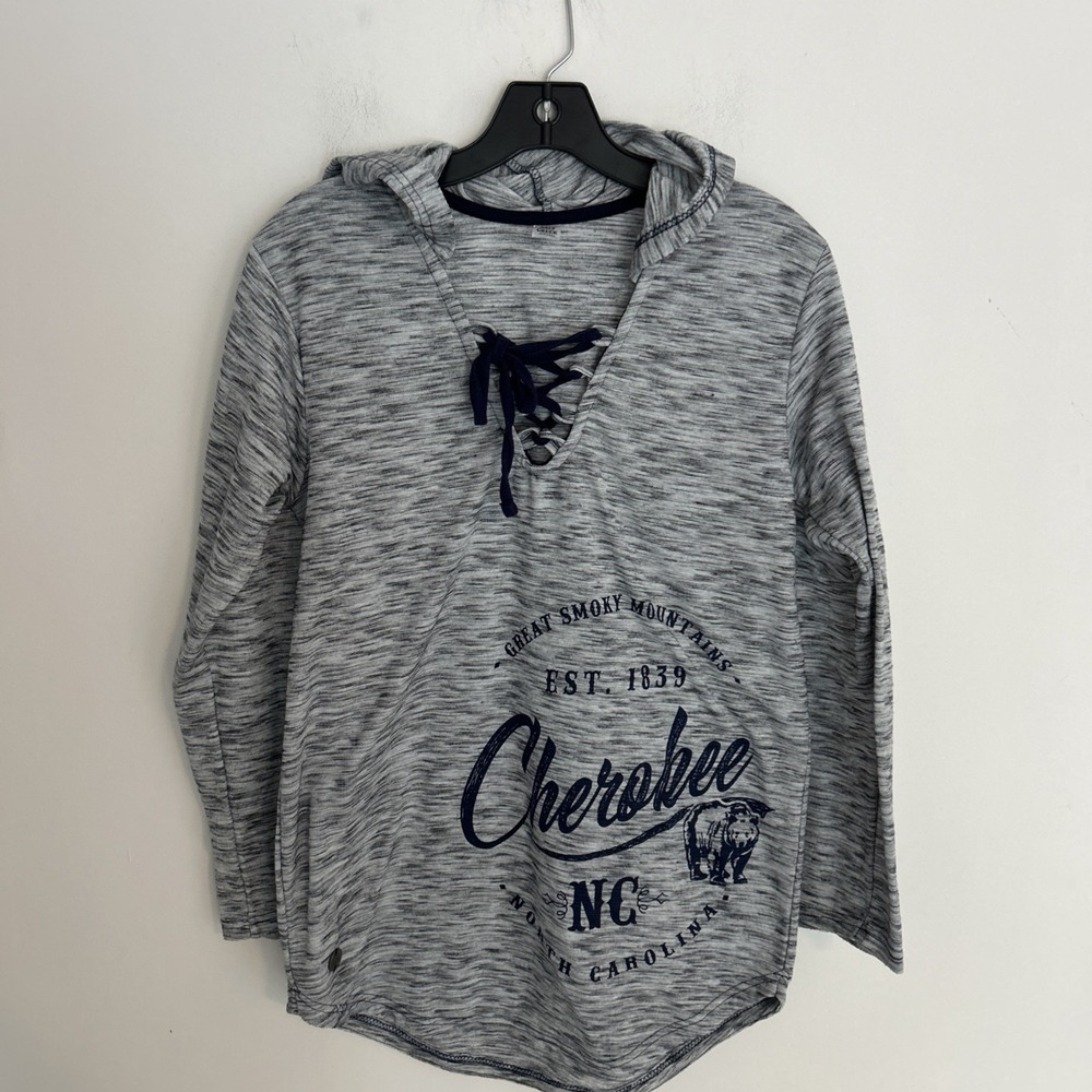 Salt Creek Apparel Women M Gray Blue Hoodie Cherokee Great Smoky Mountains NC